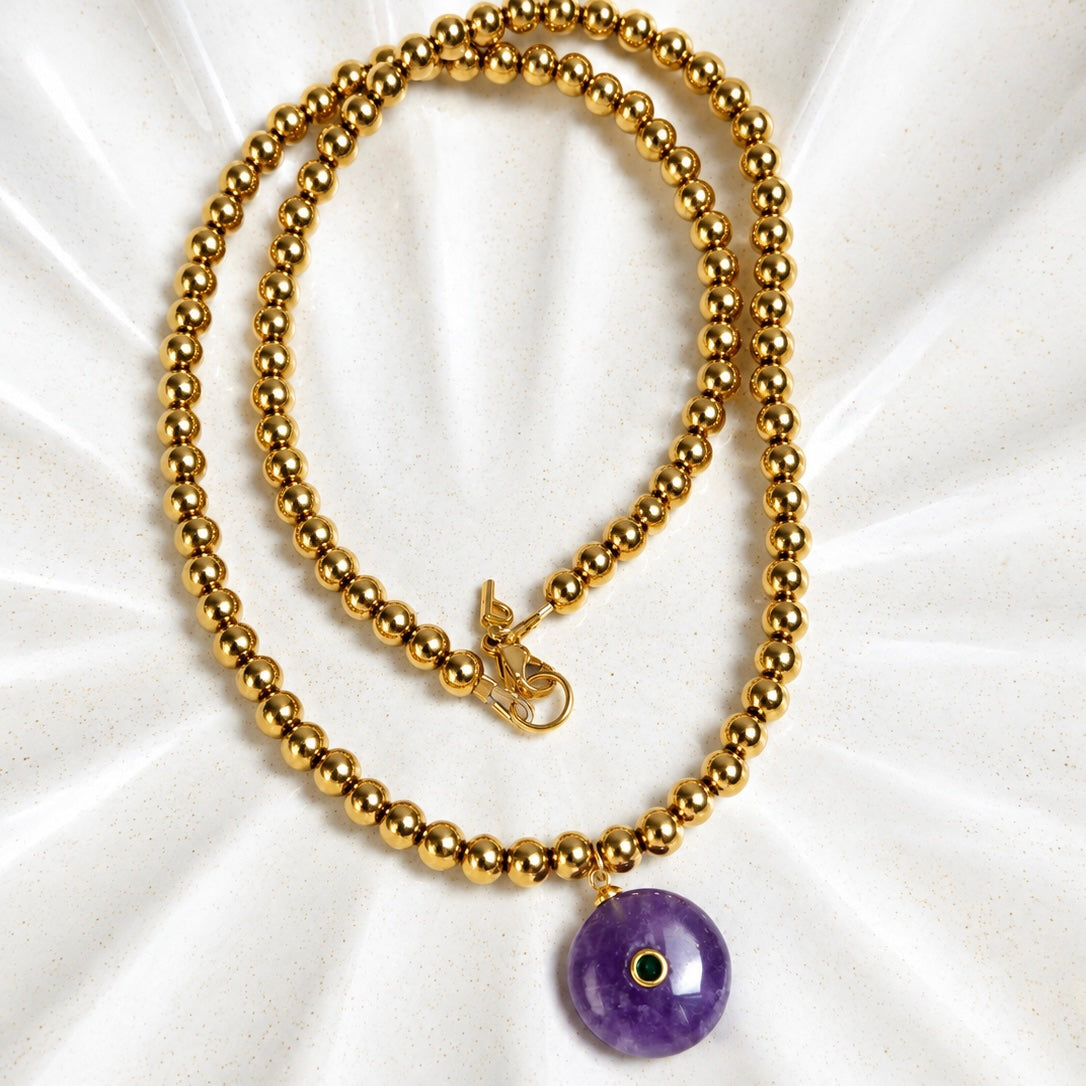 Collier Gold Long Pierres semi précieuses