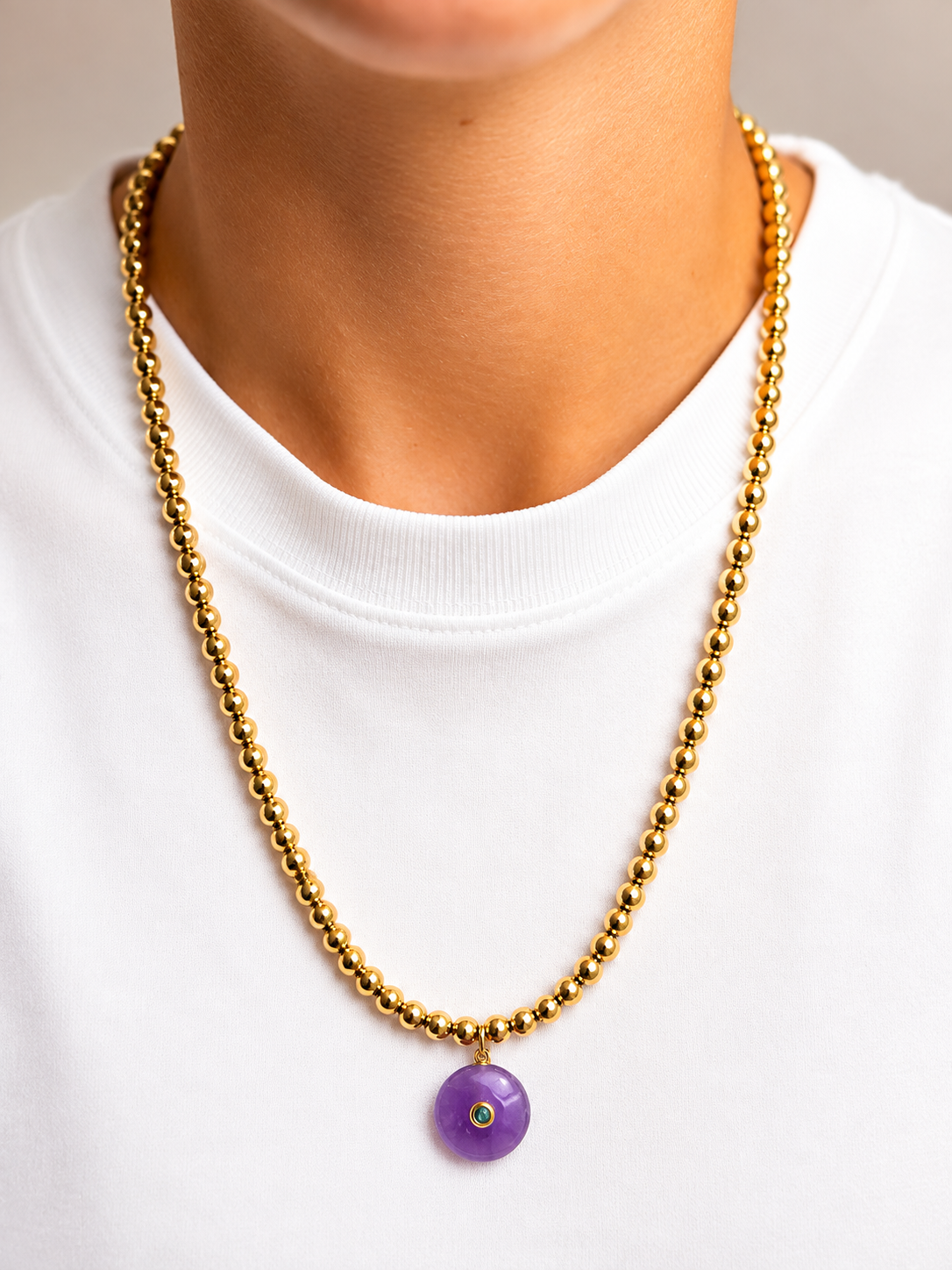 Collier Gold Long Pierres semi précieuses
