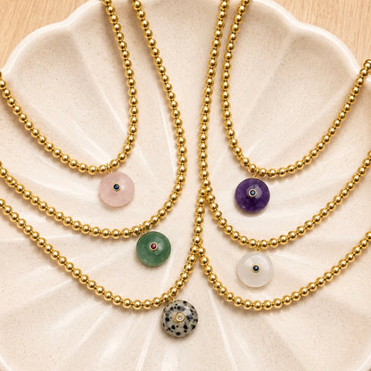 Collier Gold Long Pierres semi précieuses