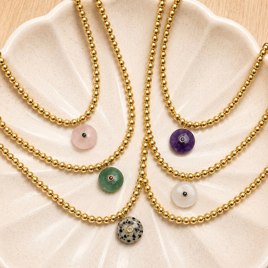 Collier Gold Long Pierres semi précieuses